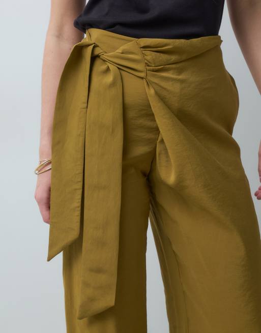 ASOS DESIGN pantalón cruzado con lazada en oliva, 4 de 5