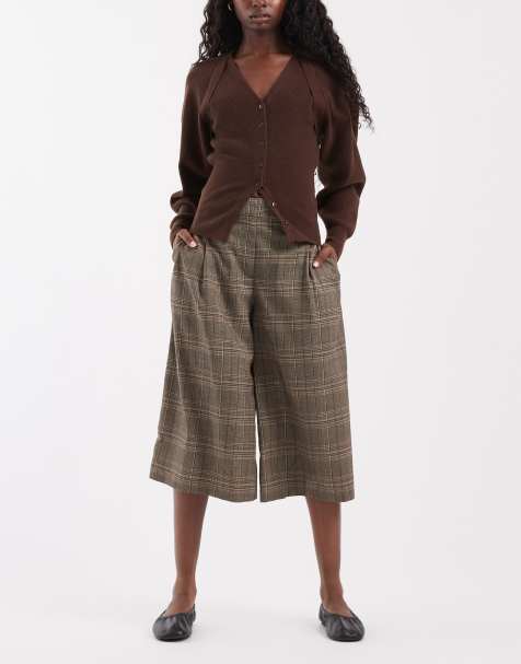 ASOS DESIGN pantalon culotte taille haute ajusté à carreaux écossais - view 1