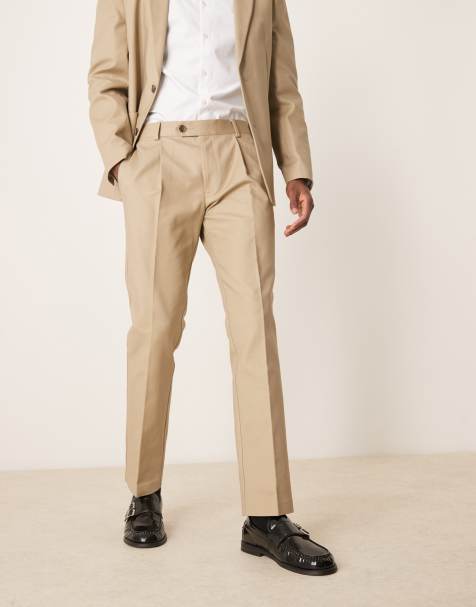 ASOS DESIGN - Pantalon de costume ajusté en coton doux - Taupe - view 1