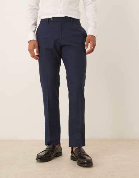 ASOS DESIGN - Pantalon de costume ajusté en laine mélangée - Bleu marine - view 1