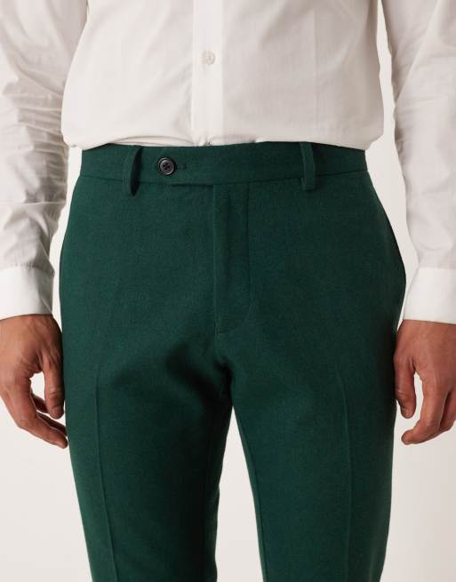ASOS DESIGN - Pantalon de costume ajusté en laine - Vert foncé, 4 de 5