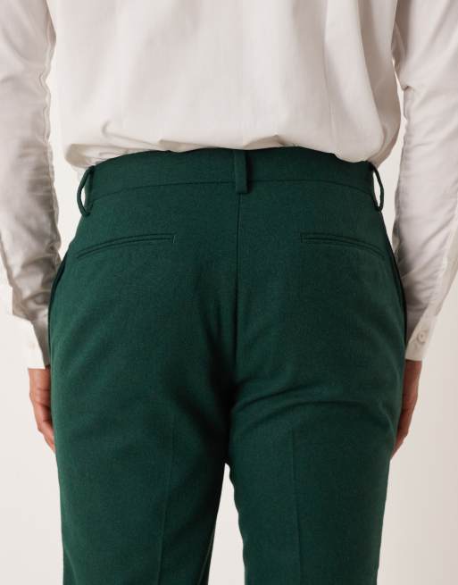 ASOS DESIGN - Pantalon de costume ajusté en laine - Vert foncé, 5 de 5
