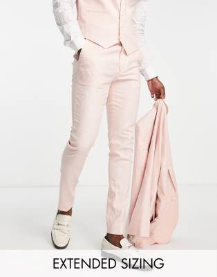 ASOS DESIGN skinny linen mix suit trousers in pink - ASOS Price Checker