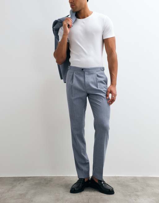 ASOS DESIGN - Pantalon de costume ajusté en tweed de laine mélangée - Bleu clair, 4 de 5