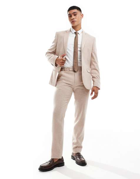 ASOS DESIGN - Pantalon de costume ajusté en tweed de laine mélangée - Rose - view 1
