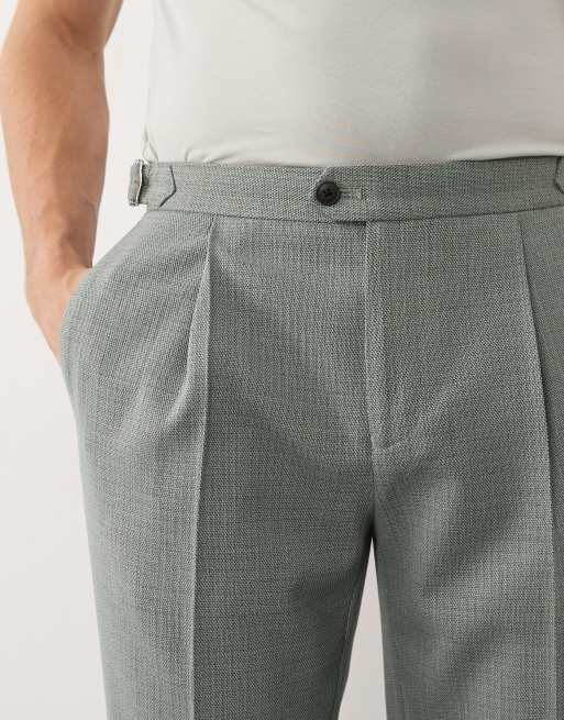 ASOS DESIGN - Pantalon de costume ajusté en tweed de laine mélangée - Vert sauge, 4 de 9