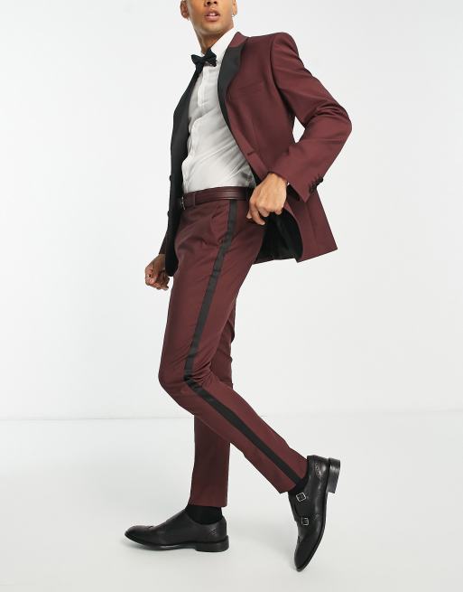 Pantalon costume bordeaux online homme