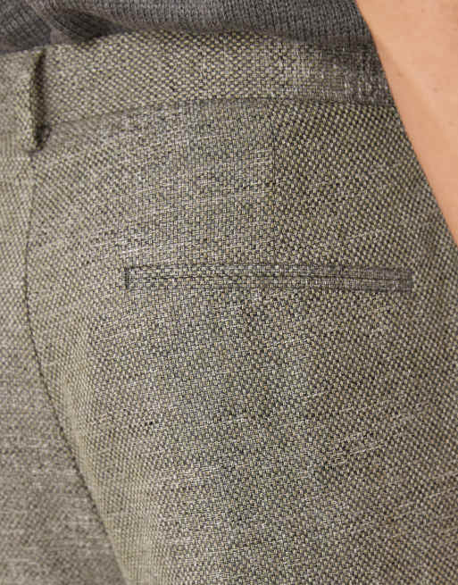 ASOS DESIGN - Pantalon de costume ample à taille haute et plis sur le devant en tweed - Vert, 3 de 5