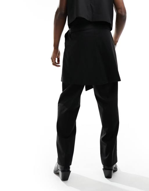 ASOS DESIGN - Pantalon de costume ample avec jupe portefeuille - Noir, 4 de 5