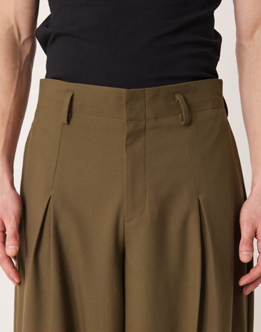 ASOS DESIGN - Pantalon de costume coupe barrel en sergé - Vert olive, 5 de 5