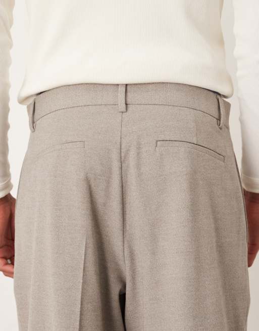 ASOS DESIGN - Pantalon de costume coupe bouffante en sergé brossé - Neutre, 5 de 5
