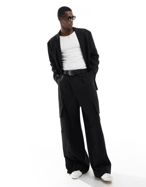 ASOS DESIGN - Pantalon de costume coupe cargo ultra large - Noir - view 1