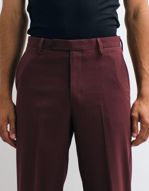 ASOS DESIGN pantalon de costume coupe fuselée décontractée en bordeaux, 4 de 5