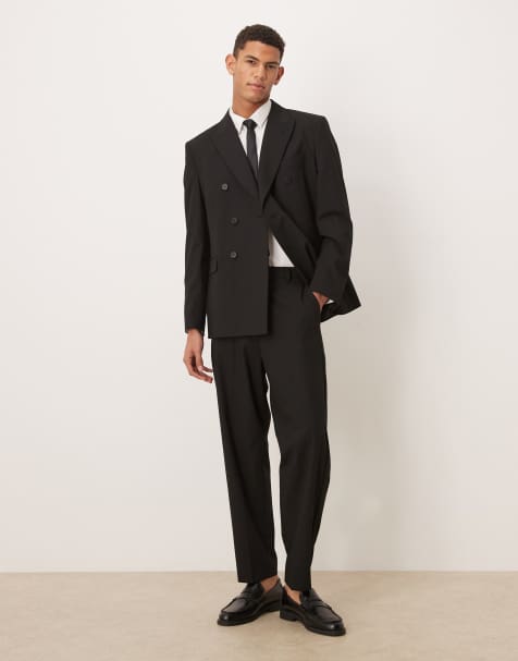 ASOS DESIGN - Pantalon de costume coupe fuselée décontractée en sergé - Noir - view 1