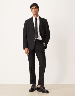 ASOS DESIGN - Pantalon de costume coupe slim en laine mélangée - Noir