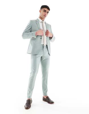 ASOS DESIGN - Pantalon de costume de mariage skinny - Vert texturé