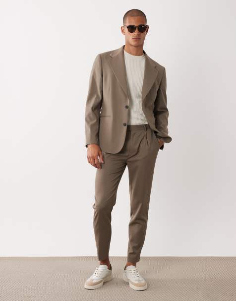 ASOS DESIGN - Pantalon de costume d'été coupe fuselée 100 % laine - Marron - view 1