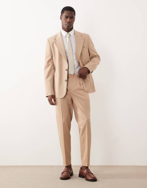 ASOS DESIGN - Pantalon de costume d'été coupe fuselée en laine - Beige - view 1