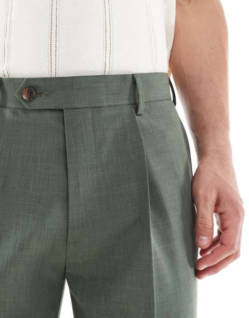 ASOS DESIGN - Pantalon de costume d'été fuselé à motif hachuré et revers - Vert, 5 de 5