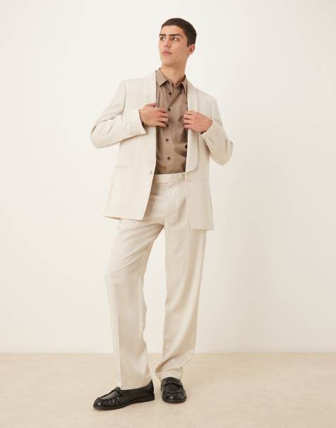 ASOS DESIGN - Pantalon de costume droit en satin - Beige - view 1