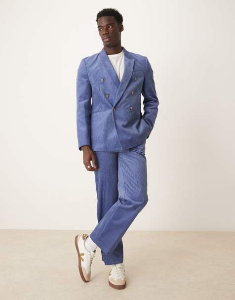 ASOS DESIGN - Pantalon de costume droit en velours côtelé - Bleu - view 1