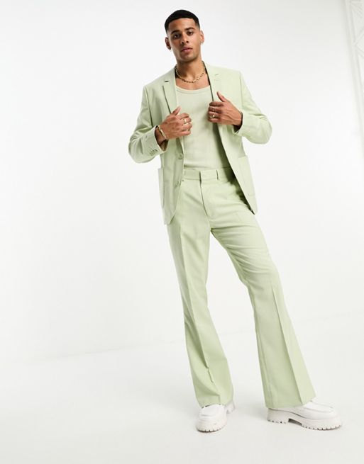 FhyzicsShops DESIGN - Pantalon de costume évasé - Vert pâle