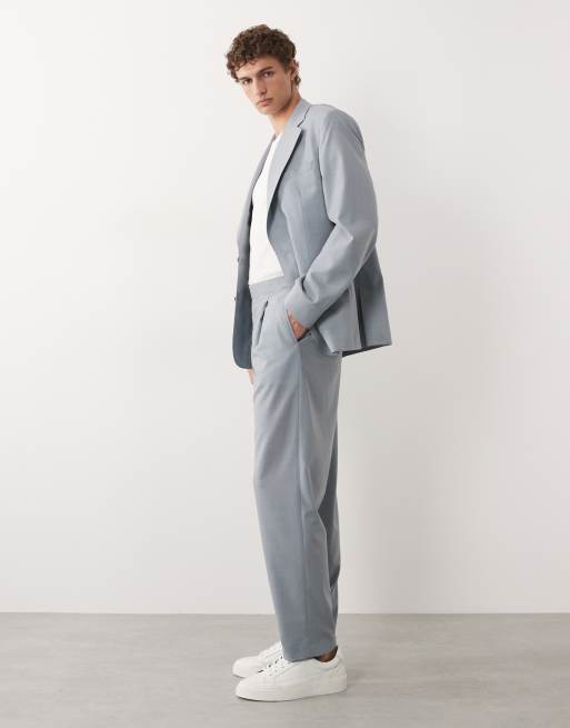ASOS DESIGN - Costume ajusté décontracté en lin et laine de qualité supérieure - Bleu clair, 3 de 3