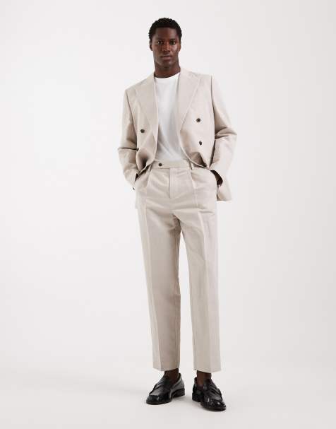 ASOS DESIGN - Pantalon de costume fuselé décontracté en lin mélangé - Taupe - view 1