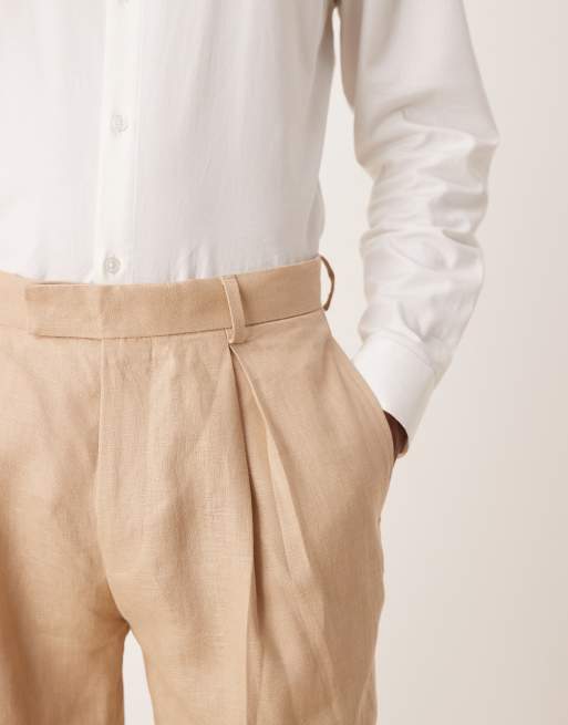 ASOS DESIGN - Pantalon de costume fuselé en lin de qualité supérieure - Taupe, 3 de 5