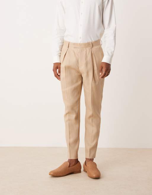 ASOS DESIGN - Pantalon de costume fuselé en lin de qualité supérieure - Taupe, 5 de 5