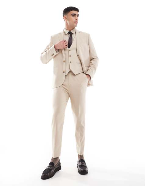 ASOS DESIGN - Pantalon de costume fuselé en tissu texturé - Taupe - view 1