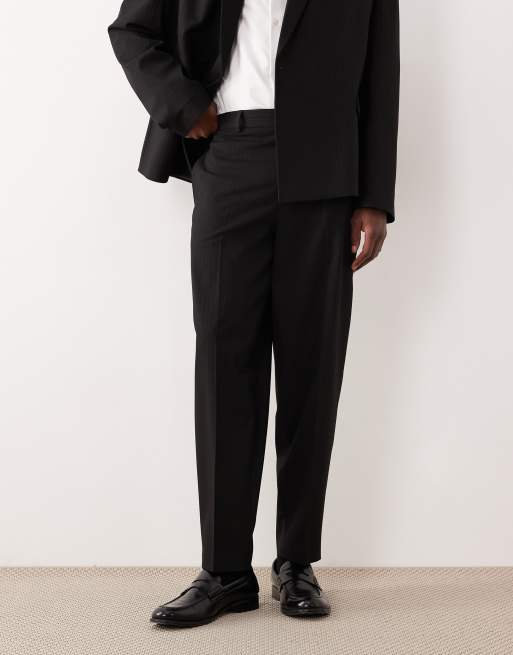 ASOS DESIGN - Pantalon de costume fuselé oversize avec rayures métallisées ton sur ton - Noir, 2 de 5