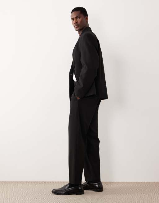 ASOS DESIGN - Pantalon de costume fuselé oversize avec rayures métallisées ton sur ton - Noir, 3 de 5