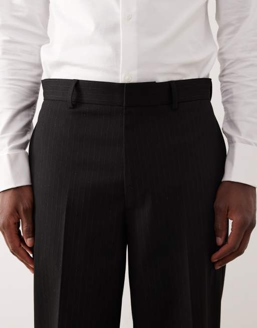 ASOS DESIGN - Pantalon de costume fuselé oversize avec rayures métallisées ton sur ton - Noir, 4 de 5