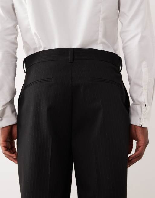ASOS DESIGN - Pantalon de costume fuselé oversize avec rayures métallisées ton sur ton - Noir, 5 de 5