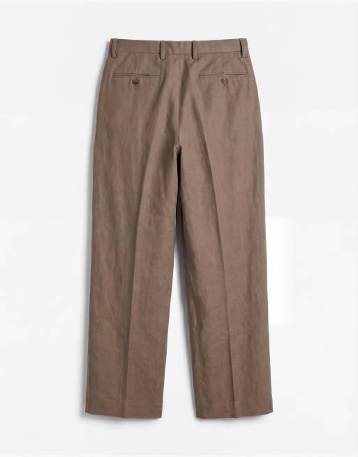 ASOS DESIGN - Pantalon de costume fuselé oversize en lin mélangé - Marron foncé, 7 de 9