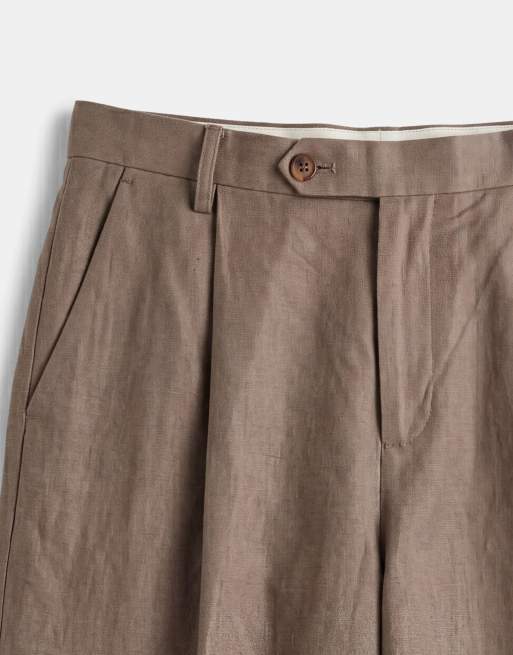 ASOS DESIGN - Pantalon de costume fuselé oversize en lin mélangé - Marron foncé, 8 de 9