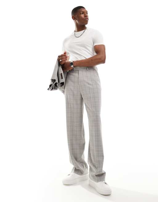 ASOS DESIGN - Pantalon de costume large à carreaux ton sur ton - Gris, 4 de 5