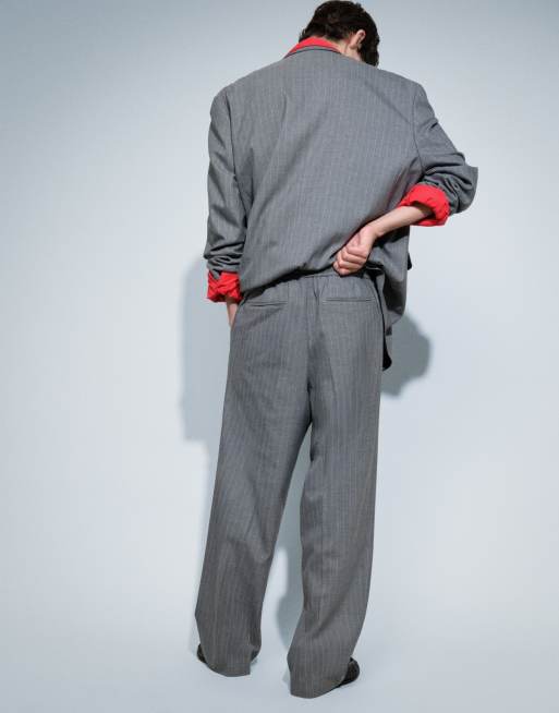 ASOS DESIGN - Pantalon de costume large avec taille élastique et rayures chevrons - Anthracite, 5 de 10