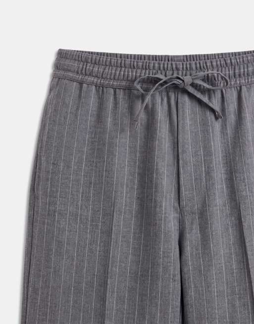 ASOS DESIGN - Pantalon de costume large avec taille élastique et rayures chevrons - Anthracite, 9 de 10