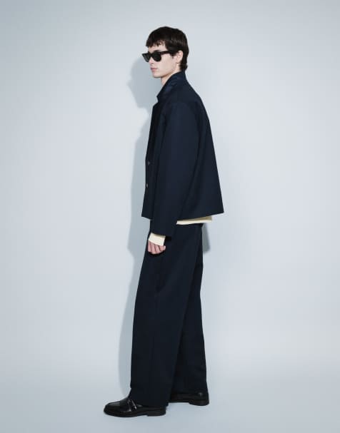 ASOS DESIGN pantalon de costume large en sergé bleu marine - view 1