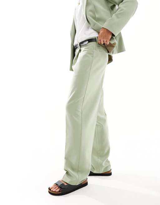 ASOS DESIGN Pantalon de costume large Vert sauge ASOS