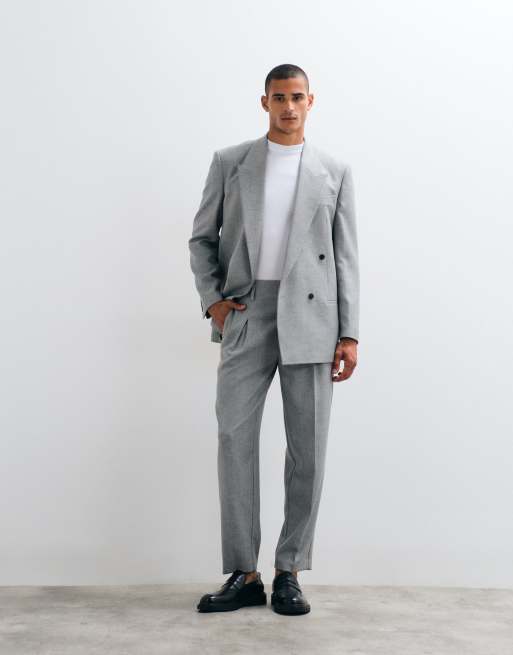ASOS DESIGN - Costume oversize fuselé à détail plissé - Gris poivre et sel, 2 de 3