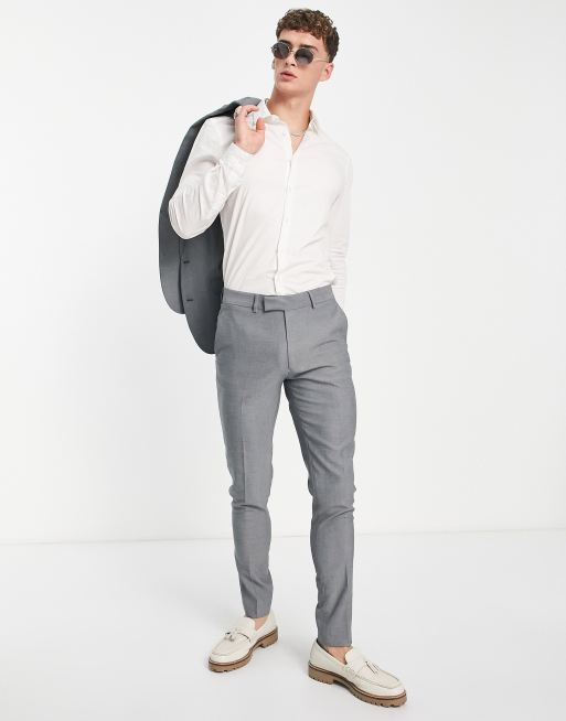ASOS DESIGN - Pantalon de costume Oxford habillé ajusté - Anthracite, 3 de 4