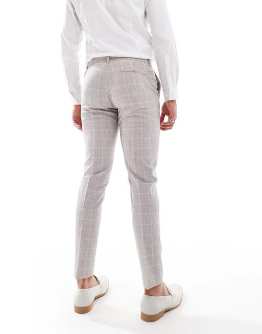ASOS DESIGN - Pantalon de costume skinny à grands carreaux - Beige, 4 de 5