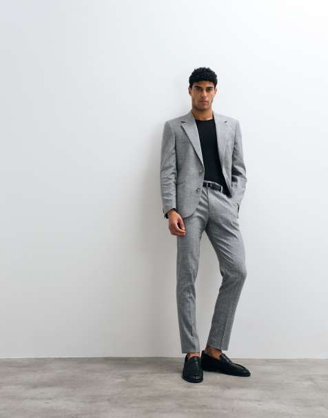ASOS DESIGN - Pantalon de costume skinny avec bouton apparent - Gris poivre et sel - view 1