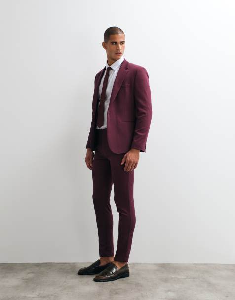 ASOS DESIGN - Pantalon de costume skinny - Bordeaux - view 1