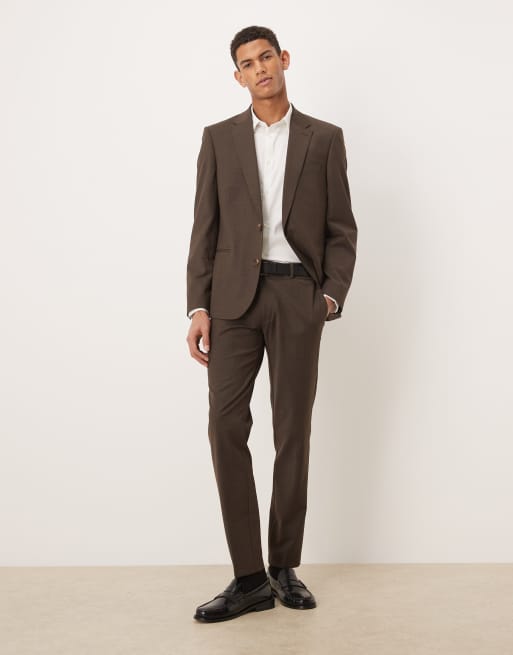 ASOS DESIGN - Costume ajusté en laine lavable en machine - Marron foncé, 3 de 3