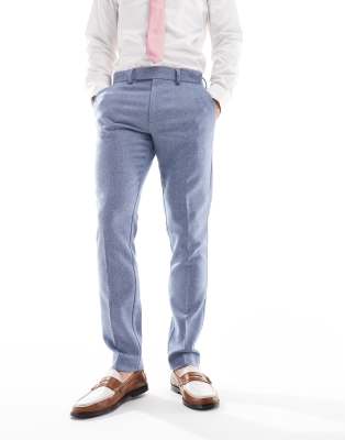 ASOS DESIGN - Pantalon de costume skinny en laine mélangée - Bleu