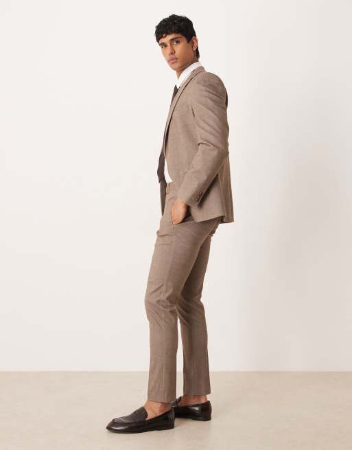ASOS DESIGN - Pantalon de costume skinny en sergé - Marron clair, 3 de 5